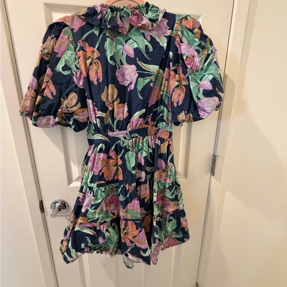 Floral Ruffle Wrap Dress - Navy Multi - Picture 5 of 7